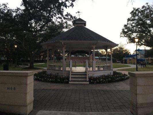 Central pavilion with open air stage in the background.