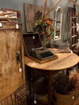 Old type writer, Antique ice box