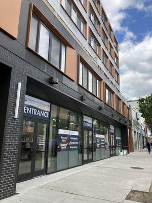 Atlantic Health System is located in a modern building on Broadway in downtown Bayonne.