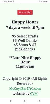 Happy Hour info