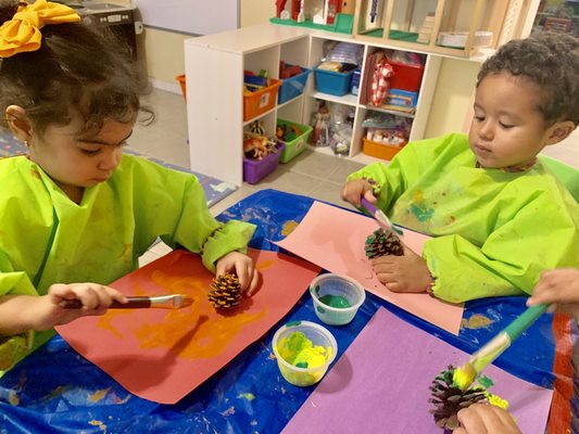 Painting pine cones