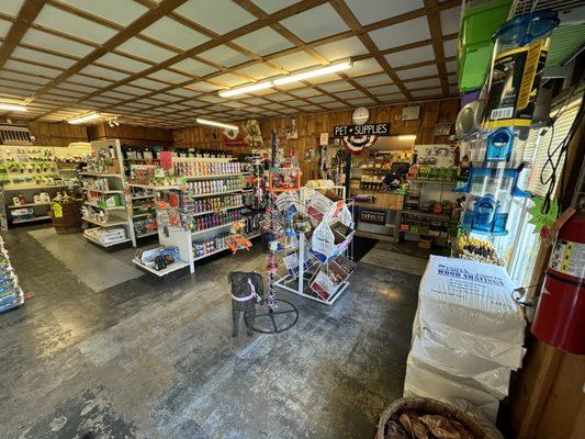 They stock supplies for dogs, cats, birds(wild and domestic), gerbils etc. And of course they have feed for farm animals.