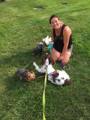 Having fun on our daily walk. #Ginny, Max, Lily & Dusty#