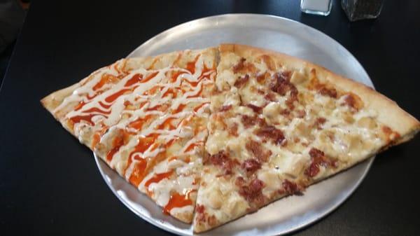 The right is chicken bacon ranch, its not bad.  The left is buffalo chicken.  5 star slice!