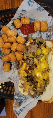 Philly cheese steak with tator tots