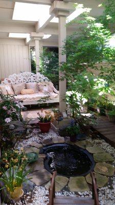 Have a relaxing ionic footbath in our garden.