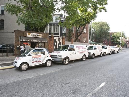 The Greenwich Locksmiths fleet in all its glory