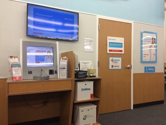 Registration kiosk and exam room door