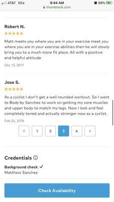 Reviews for Matt Sanchez Fitness on thumbtack.