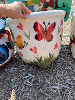 Gorgeous hand painted ceramic planters in all sizes, always something new when I stop by!