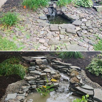 Before and after pond renovation