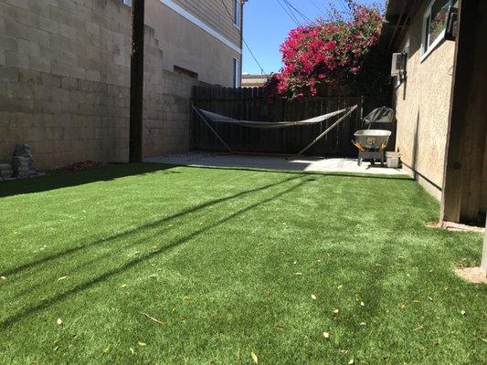 Turf and paver patio view