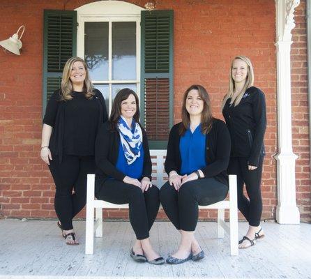 Claire-Office Manager, Dr. Katie-Owner, Dr. Mallory-Chiropractor, Rachel-Rehab Specialist