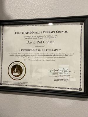 David Choate mobile massage therapist