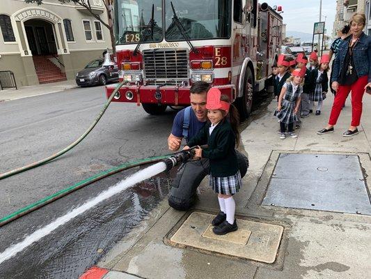 The Pre-K 4's visit Fire Station  #28 during "Our Neighborhood" week.