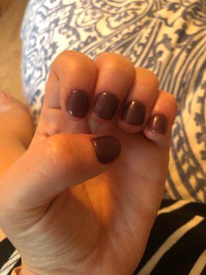 Dipped nails with purple shimmer