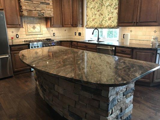 Island designed by homeowner and JB to compliment lower level of house and took cooktop off the Island w/o losing any cook space.