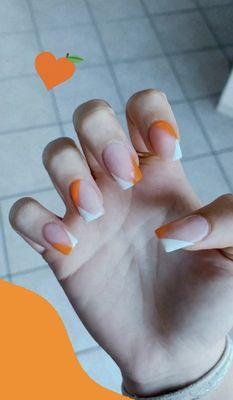 Orange / White Nails