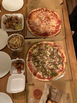 Pizza, poppers, wings, and fries!