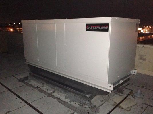 A Sterling 250,000 btu commercial rooftop furnace installed by Paradise Air.