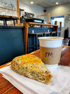 Americano & Bacon Cheddar Chive Scone