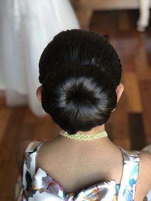 Flower Girl Ballerina Bun with Braid Updo