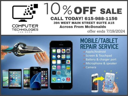 Hendersonville TN 37075 Phone and Tablet Repair Service..