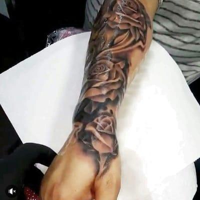 Greg, black and grey arm piece