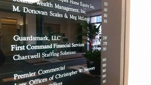 Chartwell Staffing is located on the second floor. Signs will direct you to the proper location.