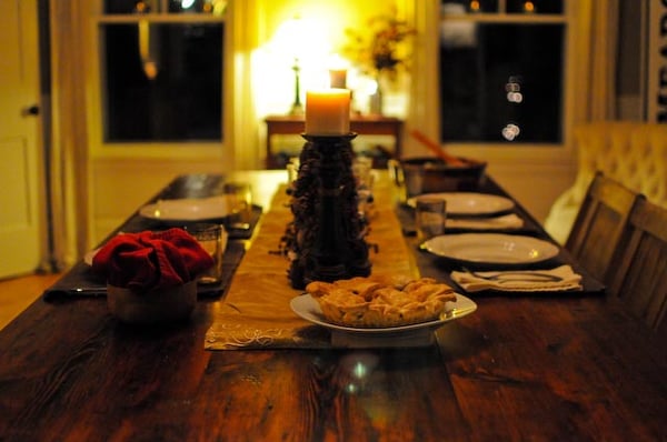 Reclaimed wood tables add warmth to any setting.