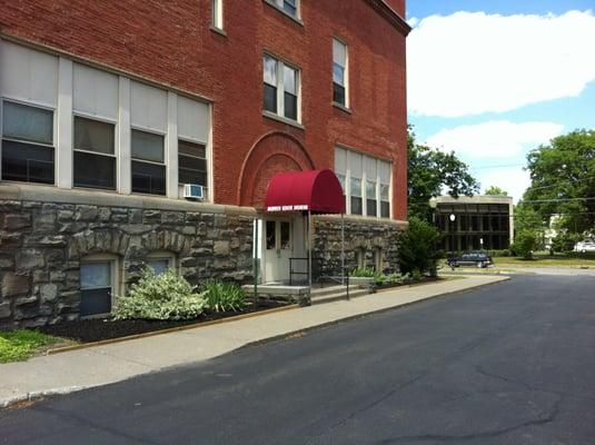 Side entrance near resident parkling at Norwich Sr. Housing.