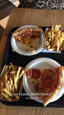 Pizza w/ fries $10.99 not including tax.