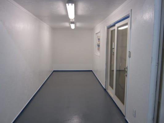 Container Office with Window and Sliding Glass Door.