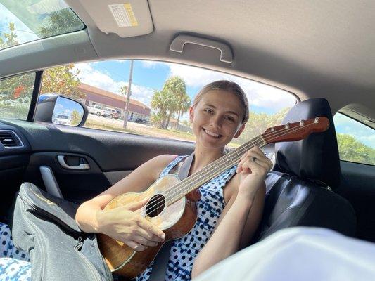 She said she wants to play her ukulele on the beach! Guess where we're going?!