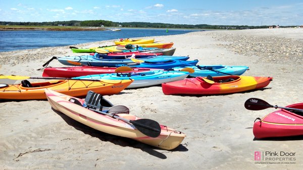 Kayaks on the spit, North River Scituate