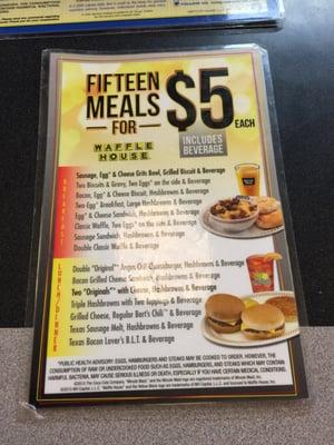 $5 menu