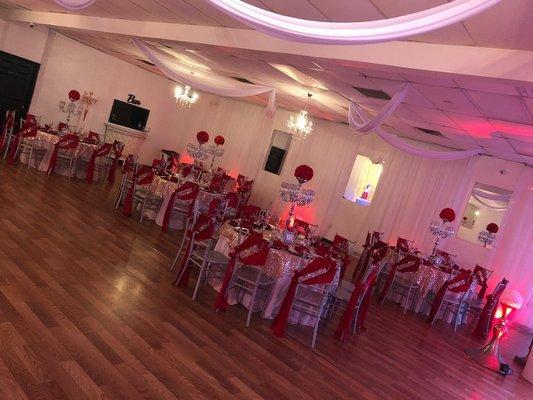 Red silver and white wedding