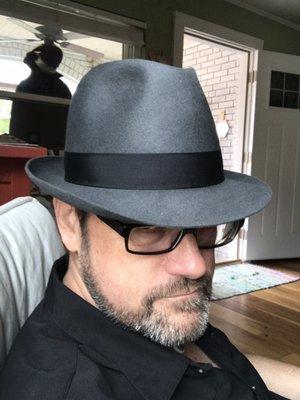 My hat from Batsakes.  A fedora by Borsalino.