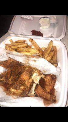 Wings, fries