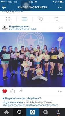 Scholarships awarded to Kings Dance Center dancers in 2016 at Hollywood connection Las Vegas