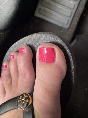 This is even after he redid my toes. Thick lines in the polish.