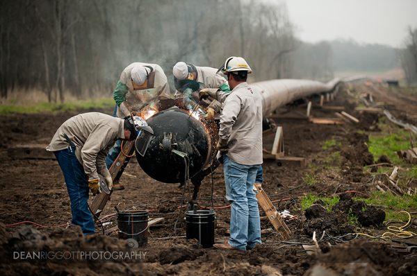 Oil pipeline installation in Texas.