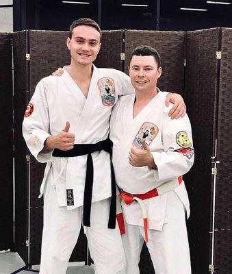 My son Garhett and Master Bennati when he earned his adult black belt