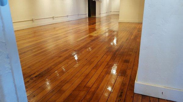 Fir floors with final satin coat