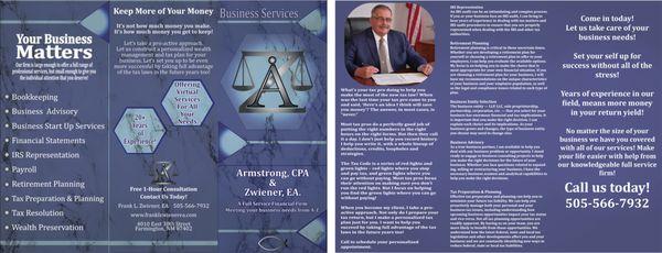 Here's a recent brochure design We've been working on for our business services!