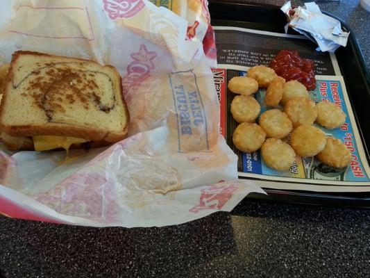 Yummm hashbrown nuggets and french toast sammy