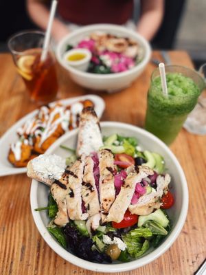 Greek Salad, mint lemonade