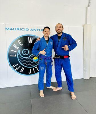 Me with Professor Mauricio Antunes at Like Water Jiu Jitsu in Los Angeles, CA.