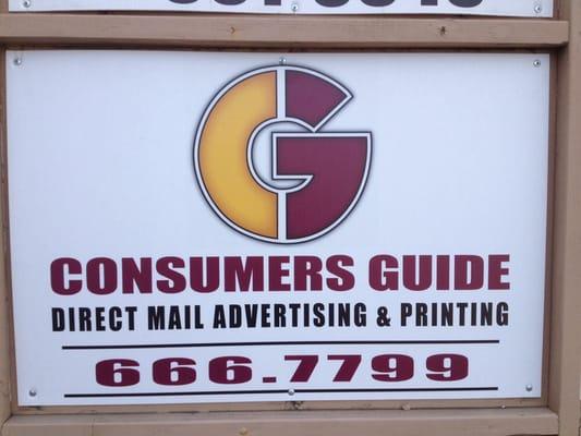 Look a NEW street sign.  Now you can find Consumers Guide for your advertising and printing needs, business cards and more!!