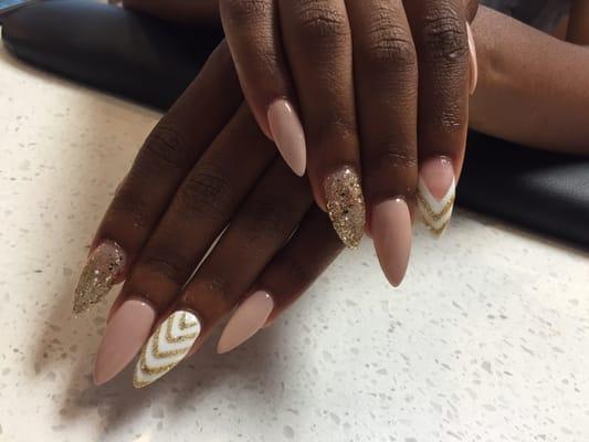 Almond Nails w/ Gel Polish & Designs @ Q Solar Nails!